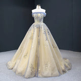 Modest Ball Gown Off The Shoulder Long Blue Sweet 15 Dress Prom Dresses HZ1024