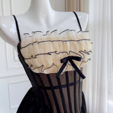 Cute A Line Spaghetti Straps Sleeveless Black Long Prom Dresses HZ1024