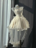 Cute A line Strapless Ruffles Ivory Homecoming Dress Short Birthday Outfits HZ1024
