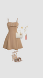 Cute A line Spaghetti Straps Champagne Homecoming Dress Short Birthday Outfit HZ1024