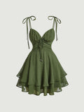 Cute A line Spaghetti Straps Green Homecoming Dress Short Birthday Outfit HZ1024