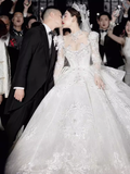 Princess Ball Gown Long Sleeves Lace Wedding Dresses HZ1024