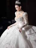 Princess Ball Gown Long Sleeves Lace Wedding Dresses HZ1024