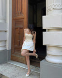 Simple A Line Square Neckline White Satin Short Homecoming Dresses 21st Birthday Outfit HZ1024