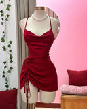 Simple Sheath Spaghetti Straps Red Short Homecoming Dresses 21st Birthday Outfit HZ1024