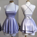 Cute A line Spaghetti Straps Lilac Short Homecoming Dresses 21st Birthday Outfit HZ1024