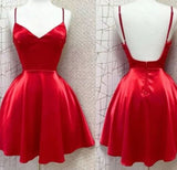 Cute A line Spaghetti Straps Red Short Homecoming Dresses 21st Birthday Outfit HZ1024