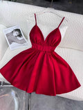 Sexy A Line Spaghetti Straps Short Red Homecoming Dresses 21st Birthday Outfits HZ1024