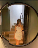 Modest Sheath One Shoulder Short White Homecoming Dresses 21st Birthday Outfits HZ1024