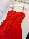 Sexy Sheath Straps Red Short Chiffon Homecoming Dresses 18th Birthday Outfit HZ1024
