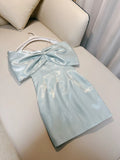 Modest A Line Straps Off The Shoulder Short Blue Homecoming Dresses Party Dress HZ1024