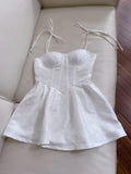 Modest A Line Spaghetti Straps White Short Homecoming Dresses Birthday Outfits HZ1024