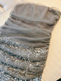 Modest Sheath Strapless Gray Sequin Short Homecoming Dresses Birthday Outfits HZ1024