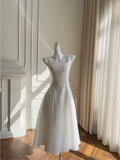 Simple A line Straps White Chiffon Ankle Length Prom Dress Formal Dresses HZ1024