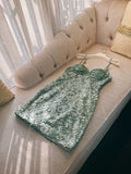 Modest Sheath Straps Sequin Green Short Homecoming Dresses Birthday Outfits With Beads HZ1024