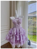 Sexy Ball Gown Halter Lilac Chiffon Short Homecoming Dresses Birthday Outfits HZ1024