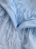 Modest Ball Gown Straps Lace Ruffles Light Sky Blue Length Prom Dress Formal Dresses HZ1024