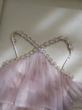 Modest Ball Gown Halter Ruffles Pink Long Length Prom Dress Formal Dresses HZ1024