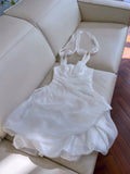 Sexy Ball Gown Spaghetti Straps White Organza Short Homecoming Dresses Birthday Outfits HZ1024