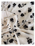 Modest A line Spaghetti Straps Black Floral Prom Dress Formal Dresses HZ1024