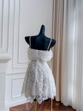 Modest A line Spaghetti Straps White Lace Short Homecoming Dresses Birthday Outfits HZ1024