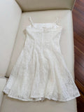 Modest A line Spaghetti Straps White Lace Short Homecoming Dresses Birthday Outfit HZ1024