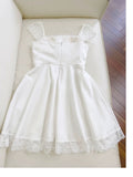 Simple A Line Straps Chiffon Short Lace White Homecoming Dresses Birthday Outfit HZ1024