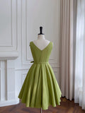 Simple A line Straps Green Short Homecoming Dresses Birthday Outfit HZ1024