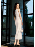 Modest Sheath Straps Ivory Long Prom Dresses Ankle Length Evening Dress HZ1024
