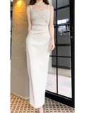 Pretty Sheath Straps Ankle Length Prom Dresses Simple Evening Dress HZ1024