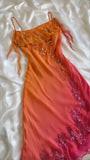 Sexy Sheath Spaghetti Straps Sleeveless Orange Chiffon Prom Dresses Evening Gowns HZ1024