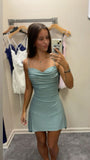 Sexy Sheath Light Sky Blue Sequin Homecoming Dresses Short Hoco Dress For Teens HZ1024