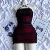 Simple Sheath Halter Black Burgundy Homecoming Dresses Short Cocktail Dress With Ruffles HZ1024