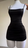 Cheap Sheath Spaghetti Straps Black Homecoming Dresses Short Little Black Dress HZ1024