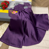 Pretty A Line Strapless Grape Long Sleeves Satin Sequin Long Prom Dress HZ1024