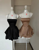 Sexy A line Spaghetti Straps Silk Satin Short Birthday Outfits Homecoming Dresses HZ1024