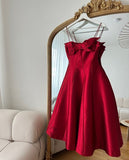 16th Birthday A Line Spaghetti Straps Red Homecoming Dresses Satin Short Mini Party Dress HZ1024