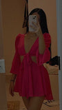 16th Birthday A Line V Neckline Hot Pink Homecoming Dresses Sexy Short Mini Party Dress HZ1024
