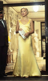 Modest Sheath Spaghetti Straps Yellow Satin Long Prom Dresses Evening Dress HZ1024