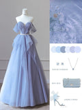 Pretty Ball Gown Strapless Off The Shoulder Long Lilac Floor Length Long Prom Dresses HZ1024