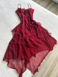 20th Birthday High Low Spaghetti Straps Burgundy Chiffon Homecoming Dresses Short Party Dress HZ1024