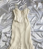 Pretty Mermaid Spaghetti Straps Satin Lace Prom Dresses Long Evening Dress HZ1024