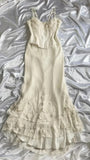 Pretty Mermaid Spaghetti Straps Satin Lace Prom Dresses Long Evening Dress HZ1024