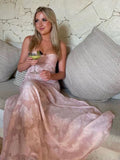 Pretty Mermaid Spaghetti Straps Light Pink Lace Prom Dresses Long Evening Dress HZ1024