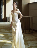 Vintage Mermaid Off Shoulder Wedding Dress White Wedding Dress HZ1024