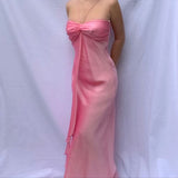 Vintage A Line Halter 90s Pink Chiffon Prom Dresses Evening Gowns HZ1024