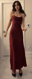 Modest A Line Straps Sleeveless Burgundy Long Prom Dresses Evening Dress HZ1024