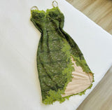 Vintage Sheath Spaghetti Straps Lace Green Prom Dresses Evening Dress With Appliques HZ1024