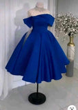 Sexy Ball Gown Off The Shoulder Satin Royal Blue Short Homecoming Dress Birthday Dresses HZ1024
