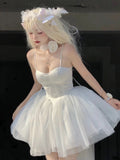 Cute A Line Spaghetti Straps Short White Homecoming Dress HZ1024